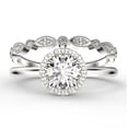 thumbnail image 1 of Fairy Minimalist 1.75 Carat Round Cut Diamond Moissanite Engagement Ring, Classic Halo Wedding Ring In 925 Sterling Silver With 18K White Gold Plating Gift For Her, One Matching Band, 1 of 4
