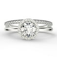 thumbnail image 1 of Fairy Minimalist 1.75 Carat Round Cut Diamond Moissanite Engagement Ring, Classic Halo Wedding Ring In 925 Sterling Silver With 18K White Gold Plating Gift For Her, One Matching Band, 1 of 4