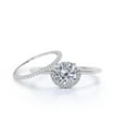 thumbnail image 1 of Fairy Minimalist 1.75 Carat Round Cut Diamond Moissanite Engagement Ring Wedding Ring, One Matching Band in 10k Solid White Gold Shank, Gift For Her, Promise Ring, Anniversary Ring, Bridal Set, 1 of 3