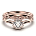 thumbnail image 1 of Fairy Minimalist 1.75 Carat Round Cut Diamond Moissanite Engagement Ring Wedding Ring, One Matching Band in 925 Sterling Silver With Plain 18k Rose Gold Plating Shank Gift For Her, 1 of 4