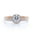thumbnail image 1 of Fairy Minimalist 1.75 Carat Round Cut Diamond Moissanite Engagement Ring Wedding Ring, One Matching Band in 925 Sterling Silver With Plain 18k Rose Gold Plating Shank Gift For Her, Promise Ring, 1 of 3