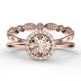 thumbnail image 1 of Fairy Minimalist 1.75 Carat Round Cut Morganite And Diamond Moissanite Engagement Ring, Classic Halo Wedding Ring in 925 Sterling Silver With 18k Rose Gold Plating Gift For Her, One Matching Band, 1 of 3