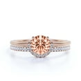 thumbnail image 1 of Fairy Minimalist 1.75 Carat Round Cut Morganite And Diamond Moissanite Engagement Ring Wedding Ring, One Matching Band in 10k Solid Rose Gold Shank, Gift For Her, Anniversary Ring, Bridal Set, 1 of 3
