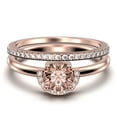 thumbnail image 1 of Fairy Minimalist 1.75 Carat Round Cut Morganite And Diamond Moissanite Engagement Ring Wedding Ring, One Matching Band in 10k Solid Rose Gold Shank, Gift For Her, Anniversary Ring, Bridal Set, 1 of 3