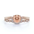 thumbnail image 1 of Fairy Minimalist 1.75 Carat Round Cut Morganite And Diamond Moissanite Engagement Ring Wedding Ring, One Matching Band in 10k Solid Rose Gold Shank, Gift For Her, Anniversary Ring, Bridal Set, 1 of 3