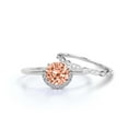 thumbnail image 1 of Fairy Minimalist 1.75 Carat Round Cut Morganite And Diamond Moissanite Engagement Ring Wedding Ring, One Matching Band in 10k Solid White Gold Shank, Gift For Her, Anniversary Ring, Bridal Set, 1 of 3
