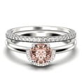 thumbnail image 1 of Fairy Minimalist 1.75 Carat Round Cut Morganite And Diamond Moissanite Engagement Ring Wedding Ring, One Matching Band in 10k Solid White Gold Shank, Gift For Her, Anniversary Ring, Bridal Set, 1 of 3