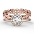thumbnail image 1 of Fairy Minimalist 2.25 Carat Round Cut Diamond Moissanite Engagement Ring, Classic Halo Wedding Ring in 925 Sterling Silver With 18k Rose Gold Plating Gift For Her, Two Matching Band, 1 of 4