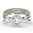 thumbnail image 1 of Fairy Minimalist 2.25 Carat Round Cut Diamond Moissanite Engagement Ring, Classic Halo Wedding Ring In 925 Sterling Silver With 18K White Gold Plating Gift For Her, Two Matching Band, 1 of 4