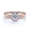 thumbnail image 1 of Fairy Minimalist 2.25 Carat Round Cut Diamond Moissanite Engagement Ring Wedding Ring, Two Matching Band in 10k Solid Rose Gold Shank, Gift For Her, Promise Ring, Anniversary Ring, Trio Set, 1 of 3