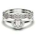 thumbnail image 1 of Fairy Minimalist 2.25 Carat Round Cut Diamond Moissanite Engagement Ring Wedding Ring, Two Matching Band in 925 Sterling Silver With Plain 18k White Gold Plating Shank Gift For Her, 1 of 4