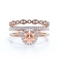 thumbnail image 1 of Fairy Minimalist 2.25 Carat Round Cut Morganite And Diamond Moissanite Engagement Ring, Classic Halo Wedding Ring in 925 Sterling Silver With 18k Rose Gold Plating Gift For Her, Two Matching Band, 1 of 3