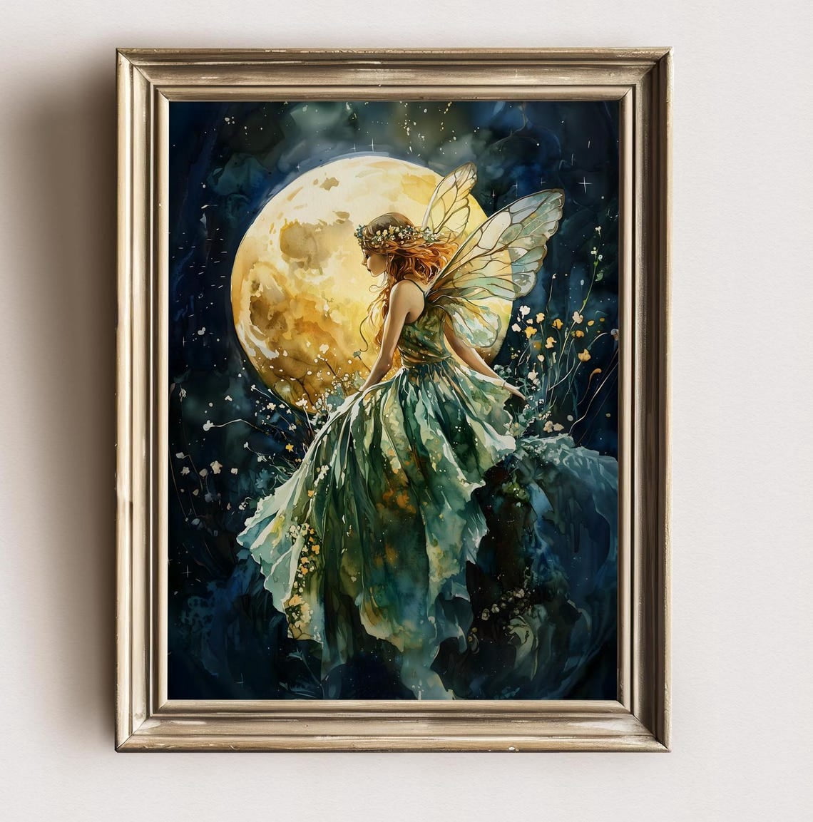 Fairy Moon Art Print - Whimsical Forest Fairy Wall Decor - Magical ...