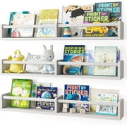 Fairy Nursery Bookshelves, 32in Floating Bookshelves for Wall Set of 3, Wood Wall Mounted Book Shelves for Baby Nursery Decor, Toys and Decor Storage (White)