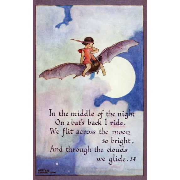 Fairy On A Bat Poster Print By Mary Evans Picture Librarypeter & Dawn Cope Collection (18 X 24)