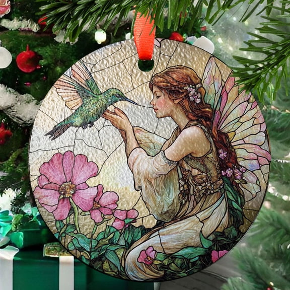 Fairy Ornament Sun Catcher, Fairy LightCatcher Enchanted Forest Fairy Window Hanging, Humming Bird Decor, Bird Lovers Gift, 2025, Holiday Decoration, 2025, Seasonal Holiday Decor,