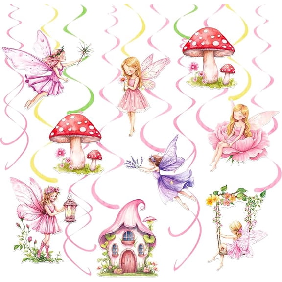 Fairy Party Hanging Swirls 20 Piece Watercolor Enchanted Forest Theme