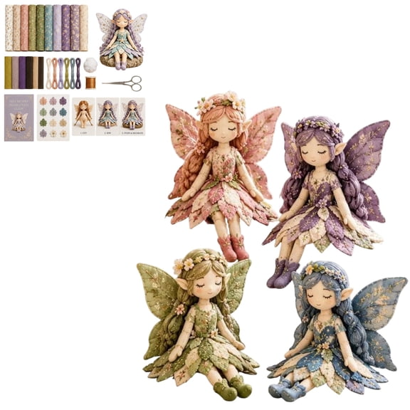 Fairy Patchwork DIY Collection, 2026 Flower Fairies Sewing Kit, Handmade Winged Cloth Doll Craft Set for Adults (Flower Fairies)