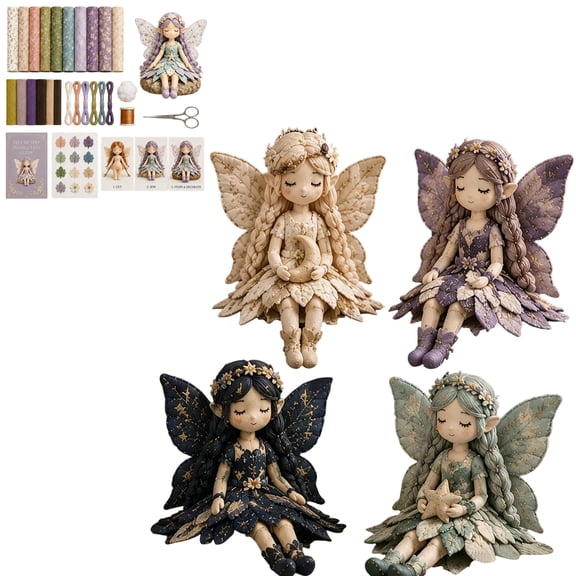 Fairy Patchwork DIY Collection, 2026 Flower Fairies Sewing Kit, Handmade Winged Cloth Doll Craft Set for Adults (Moonlight Fairies)