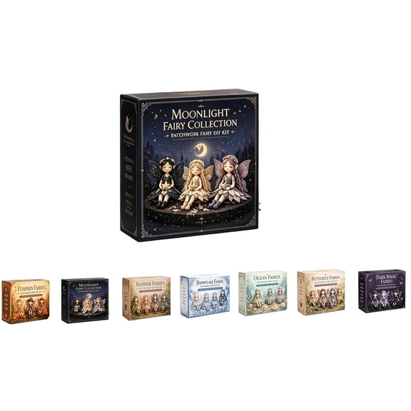 Fairy Patchwork DIY Collection, Classic Patchwork Fairy Doll Kit, Make 4 Cute Winged Elves, High-Quality Fabric & Threads Included, Stress-Relief Crafting Set for Home Decoration and Gifting