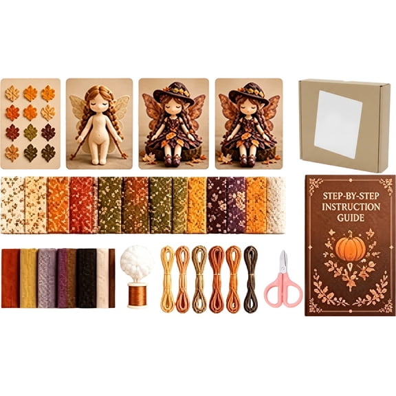 Fairy Patchwork DIY Collection, Fun Flower Fairies Patchwork Sewing Kit, Make 4pcs Winged Elf Cloth Doll, Fabric Full Supplies DIY Craft Set for Beginner Crafters, Home Decor Unique Handmade Gift