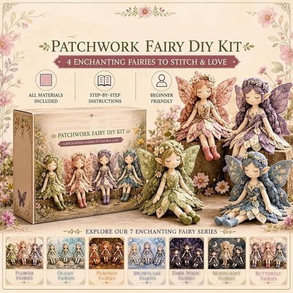 Fairy Patchwork DIY Collection, Includes Fabric, Thread, Needles And Instructions To Create 4 Stunning Elf Dolls, A Great Birthday Present Or Weekend Craft Activity
