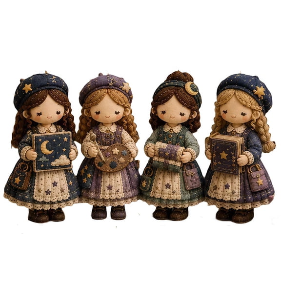 Fairy Patchwork DIY Kit, 5.9x1.18 Inch Felt Doll Sewing Craft Set with 7 Themes & 4 Characters for Home Desk Shelf Decor Gift – 1 Set