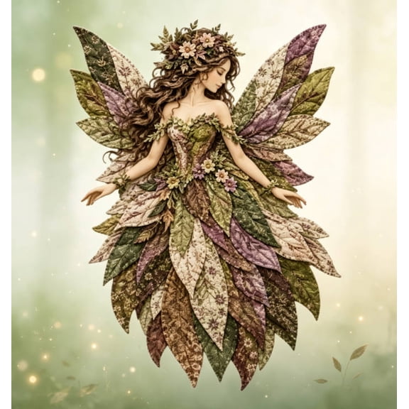 Fairy Patchwork DIY Kit, Vintage Fairy Patchwork DIY Kit with Illustrated Guide, Pre-Cut Felt Fairy Craft for Relaxing Handmade Home Decor (Green)