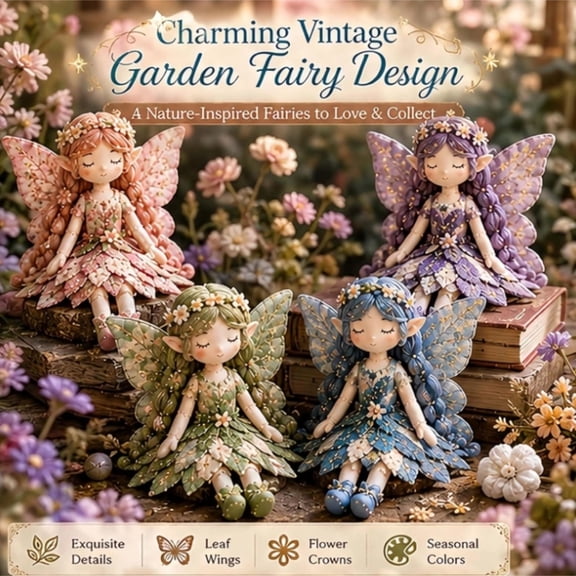 Fairy Patchwork DIY Sewing Kit Summer Bloom, Handcrafted Flower Fairy Figures with Pre-Cut Embroidered Fabric, Layered Skirts & Delicate Wings, Beginner-Friendly Craft Set for Adults & Kids