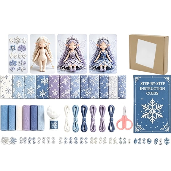Fairy Patchwork DIY Sewing Kit for Beginners, Makes 4 Winged Flower Elf Cloth Dolls, Vintage Handmade Doll for Home Decor & Unique Holiday Gift
