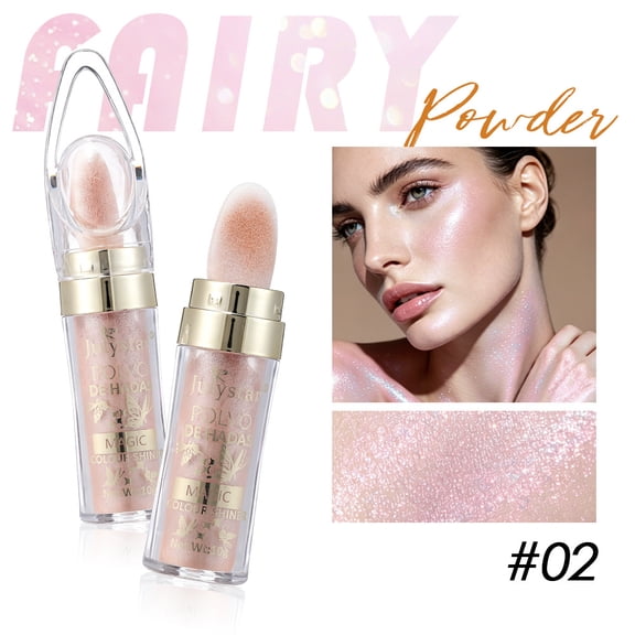 Fairy Patting Shimmer Highlighter Powder by Julystar, 6 Iridescent Glitter Shades Silky Smooth Non-Caking Transfer Proof Long Wear Multi-Use Highlight All Skin Tones