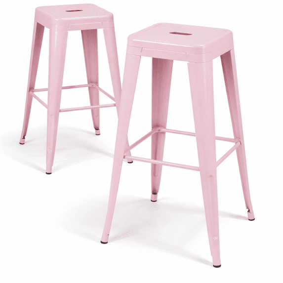 Fairy Pink Metal Bar Stools Set of 2, 30 Inch Aesthetic Bar Height ...