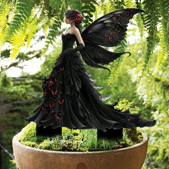 Fairy Plant Pot Stakes,Fairy Garden Stake Decor,Acrylic Garden Fairy Statue Decoration,Fairy Garden Accessories for Outdoor Indoor Yard Lawn Pot Plants,Bohemian Fairy Garden Accessories,Ground Insert