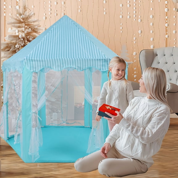 Fairy Play Tents Hexagon Playhouse Princess Castle Tent for Children Indoor or Outdoor Games, Pink