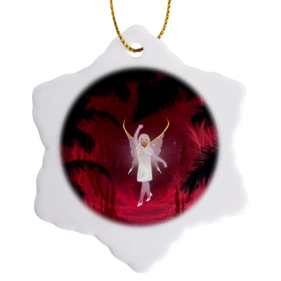 3drose, Fairy Portal, 3 inch Snowflake Porcelain Ornament
