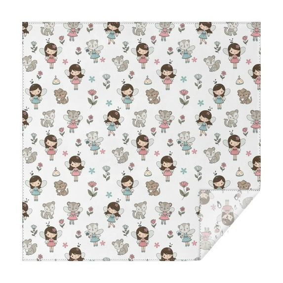 Fairy Princess Animal Pattern Square Tablecloth,Waterproof Square Table Cover,Wipeable Spillproof Washable Table Cover for Home Kitchen Party Decor 42"X42"(107x107cm)