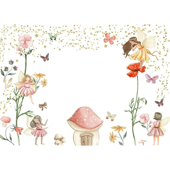 Fairy Princess Birthday Backdrop Butterfly Flutter and Twirl Garden Floral Photography Background for Girls Spring Magical Fairy Party Decorations Banner Supplies Photo Booth Props