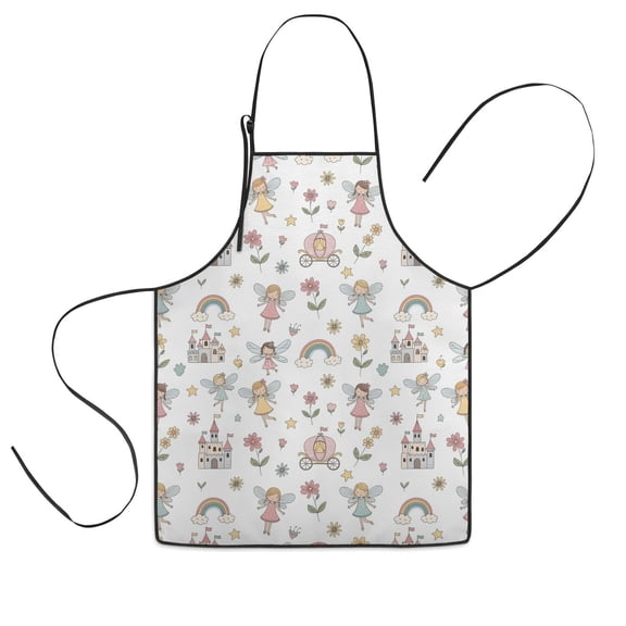 Fairy Princess Carriage Pattern Kids Aprons for Girls and Boys,Adjustable Neck Strap Toddler Aprons for Kids Cooking Baking