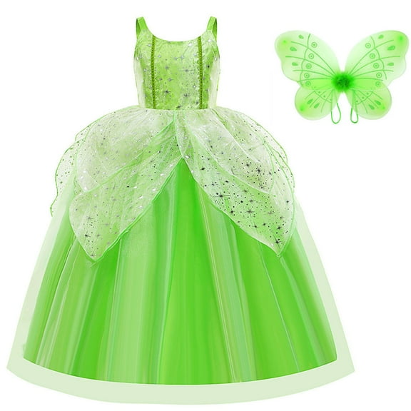Fairy Princess Dress Tinkerbell Costume For Little Girls Fancy Birthday Dress Up Halloween Outfit