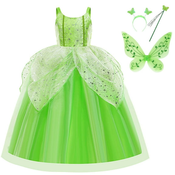 Fairy Princess Dress Tinkerbell Costume For Little Girls Fancy Birthday Dress Up Halloween Outfit