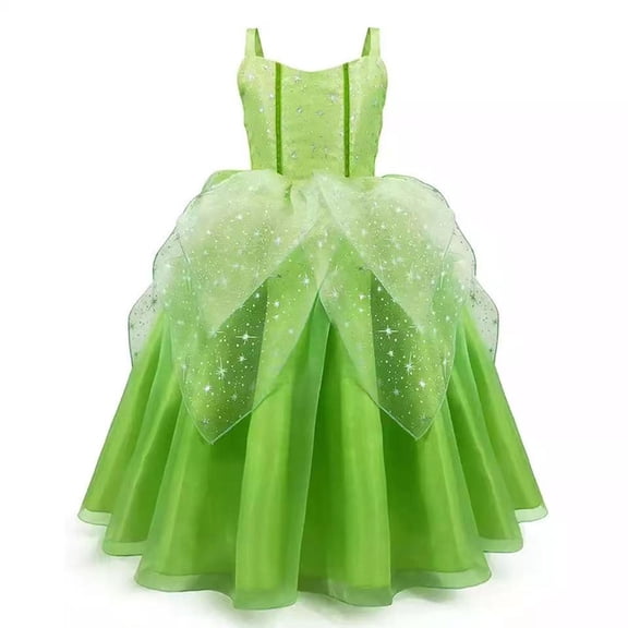 Fairy Princess Dress Tinkerbell Costume Little Girls Fancy Birthday Dress Up Halloween Outfit