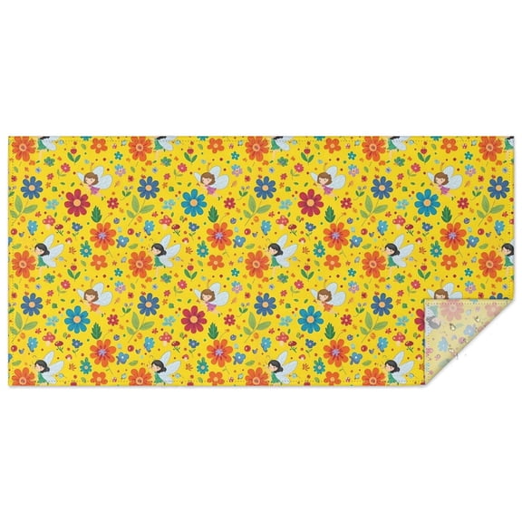 Fairy Princess Flower Pattern Rectangle Tablecloth 60"x120",Waterproof Polyester Rectangle Table Cloth, Wipeable Spillproof Polyester Tablecloth for Dining, Camping, Indoor and Outdoor