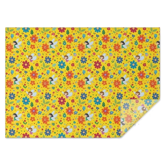 Fairy Princess Flower Pattern Rectangle Tablecloth 60"x84",Waterproof Polyester Rectangle Table Cloth, Wipeable Spillproof Polyester Tablecloth for Dining, Camping, Indoor and Outdoor