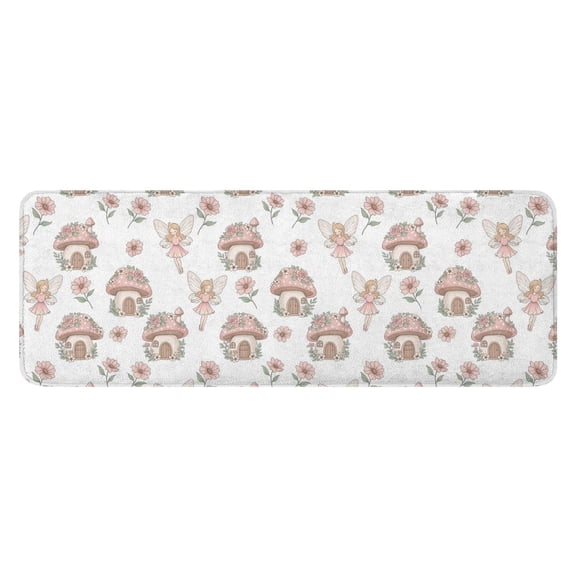 Fairy Princess Mushroom Pattern Kitchen Rug Mat,Kitchen Runner Rugs Non Skid Washable,Decorative Kitchen Floor Mats for Kitchen,Sink,Laundry,17"x47.2"