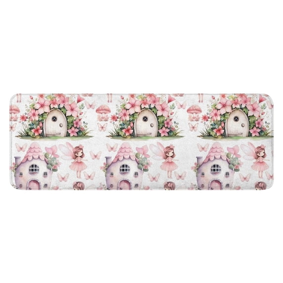 Fairy Princess Mushroom Pattern Kitchen Rug Mat,Kitchen Runner Rugs Non Skid Washable,Decorative Kitchen Floor Mats for Kitchen,Sink,Laundry,17"x47.2"