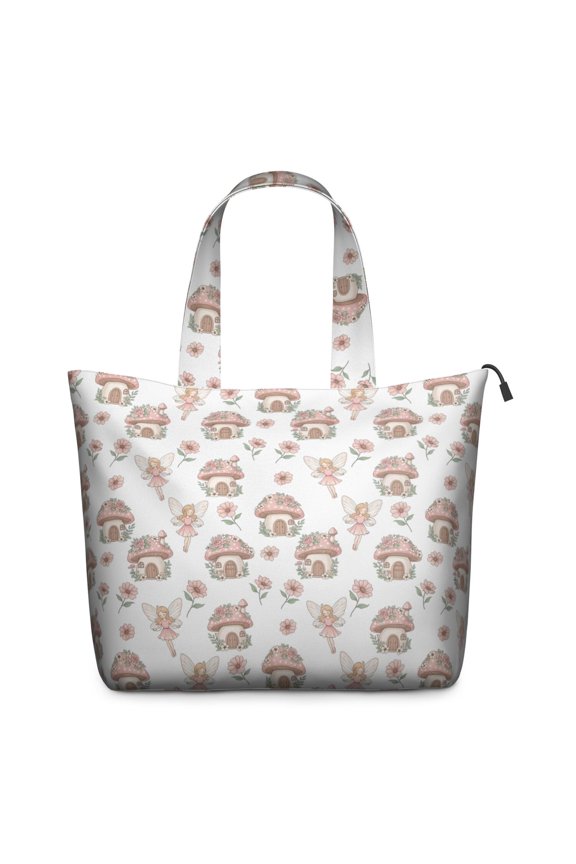 Fairy Princess Mushroom Pattern Travel Tote Bags for Women Carry On,Large Weekender Bags for Women Travel,Multi Functional Duffle Bag for Work,Shopping,Sports