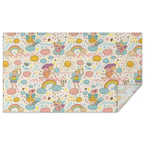 Fairy Princess Rainbow Pattern Rectangle Tablecloth 60"x102",Waterproof Polyester Rectangle Table Cloth, Wipeable Spillproof Polyester Tablecloth for Dining, Camping, Indoor and Outdoor