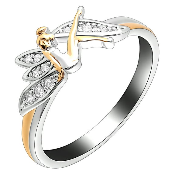 Fairy Ring for Women Wing Angel Sterling Silver Cubic Zirconia Ginger Lyne Collection