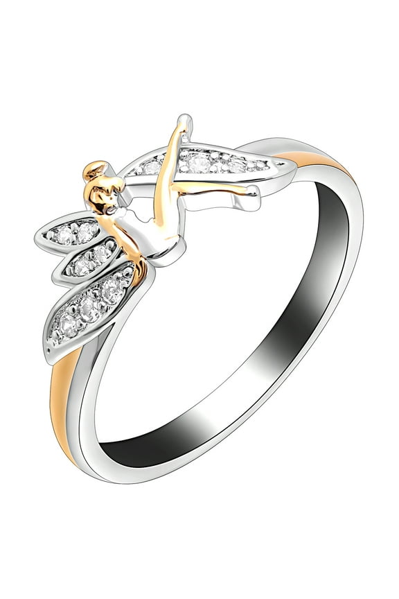 Fairy Ring for Women Wing Angel Sterling Silver Cubic Zirconia Ginger Lyne Collection