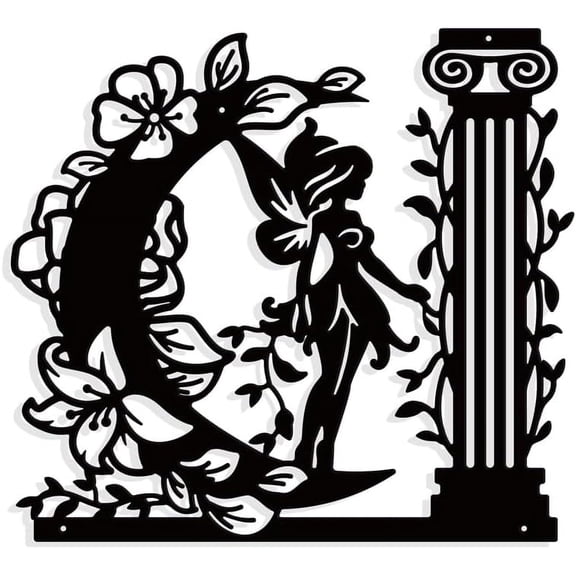Fairy Roman Column Metal Wall Art Decor Black Wall Hanging Decor Silhouette Wall Art for DIY Home Bedroom Living Room Garden Hotel Office Wall Christmas Festival Decoration Gift 10.7911.77"